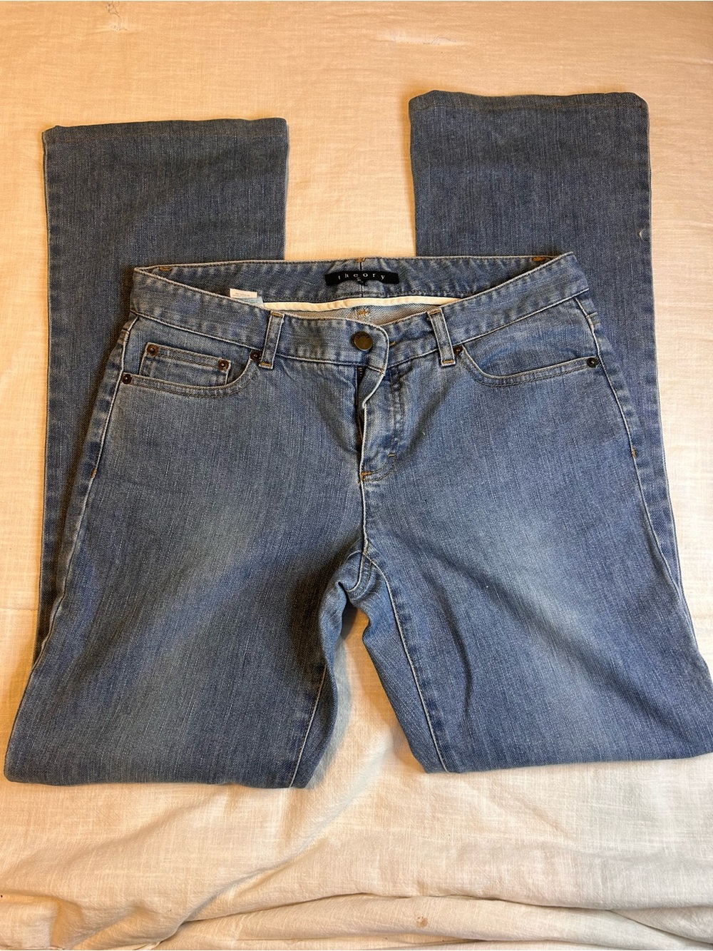 Theory Women's Wide-Leg Jeans in Blue Wash - Picture 2 of 4